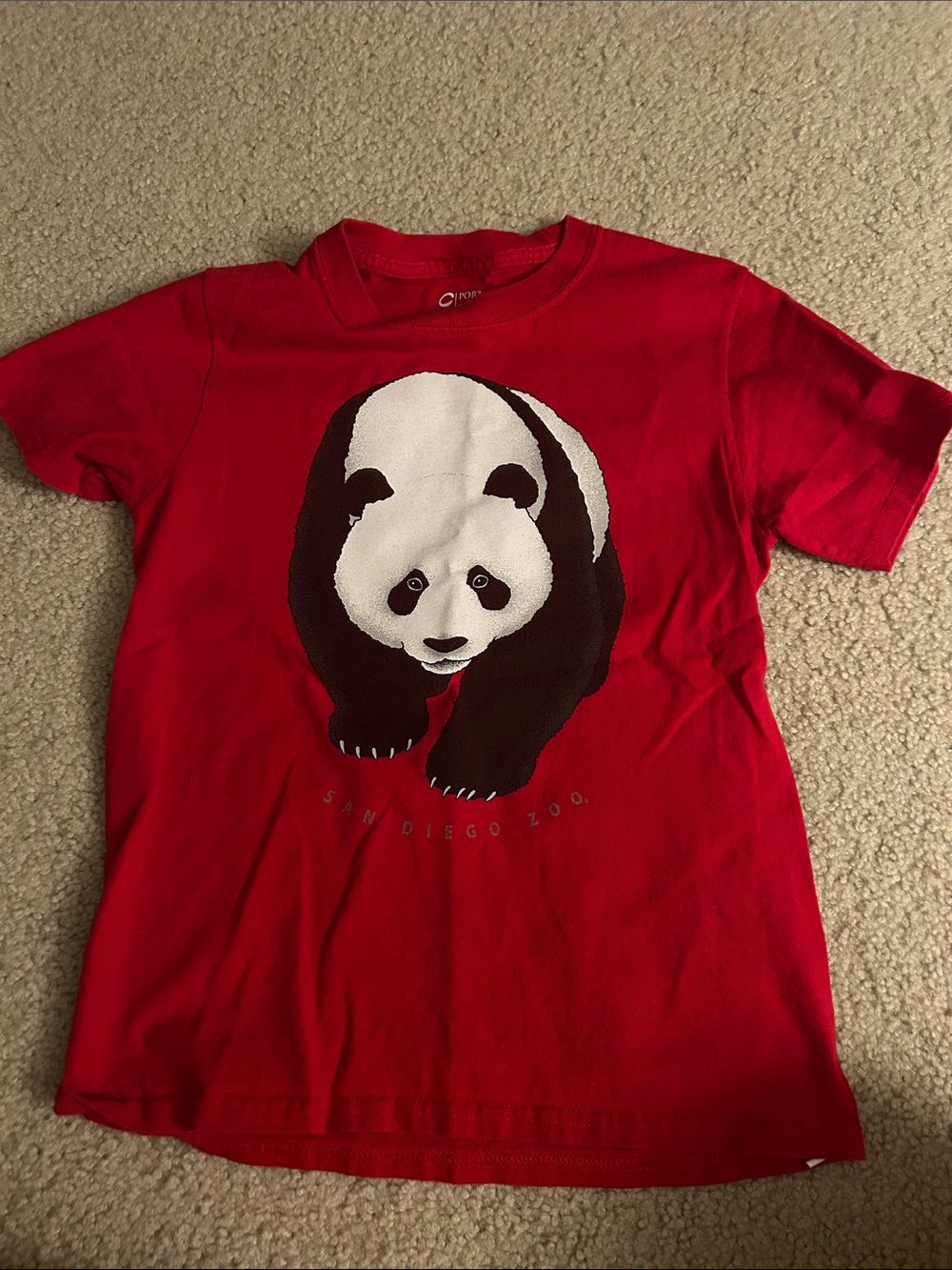 Port and company youth M red San Diego zoo tshirt w/ panda design